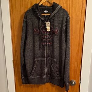 Hard Rock Cafe Charcoal Hoodie with Maroon Logo